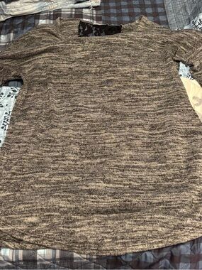 Free Kisses Marled Black Crewneck Sweater